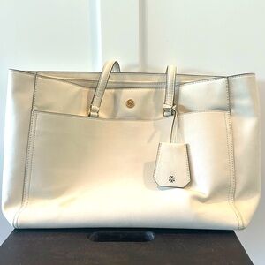 Tory Burch White Leather LARGE Bag 💛